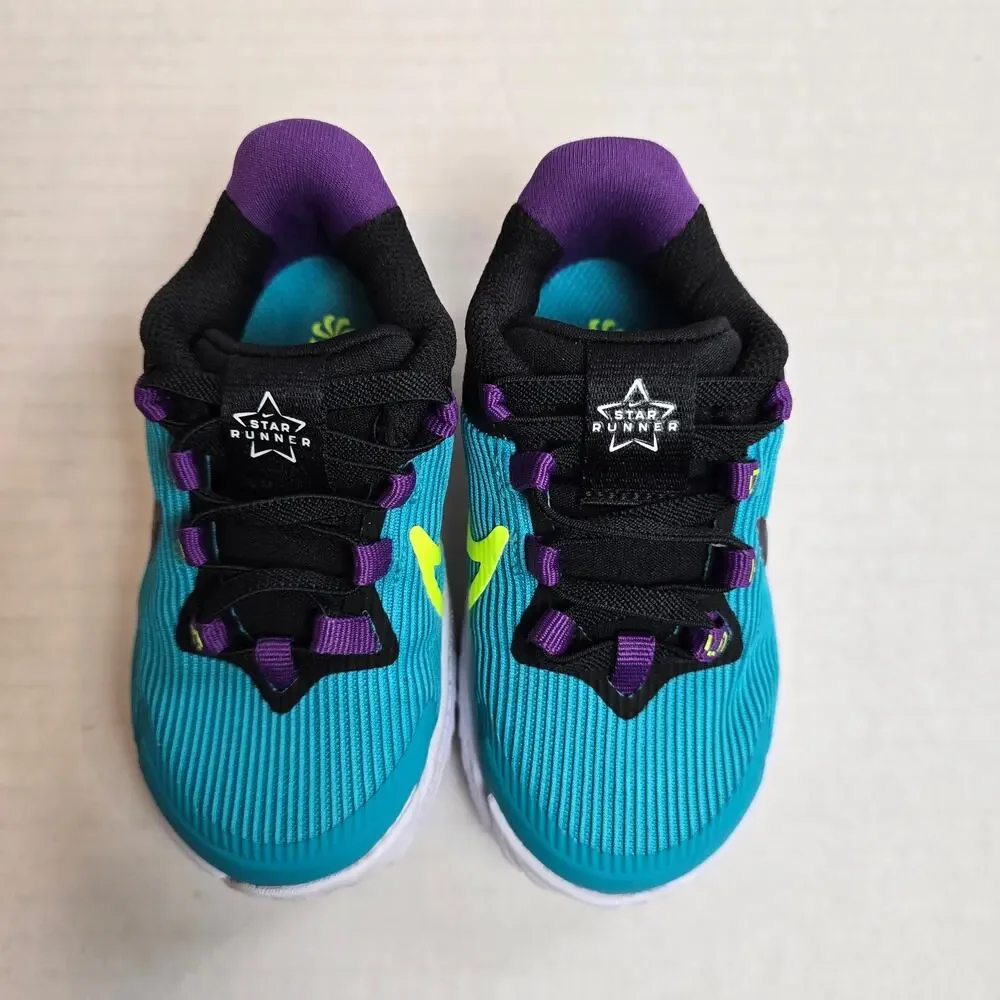 Nike Star Runner 4 Size 6C Sneakers Teal Nebula Purple FJ1807-300 Running Shoes